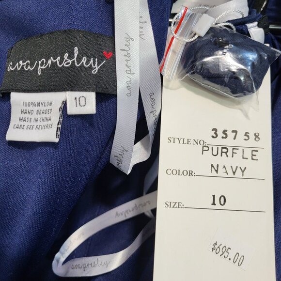 NWT~$695~AVA PRESLEY~8/10~NAVY PURPLE SEQUIN MERMAID PROM PAGEANT FORMAL DRESS - Picture 16 of 16